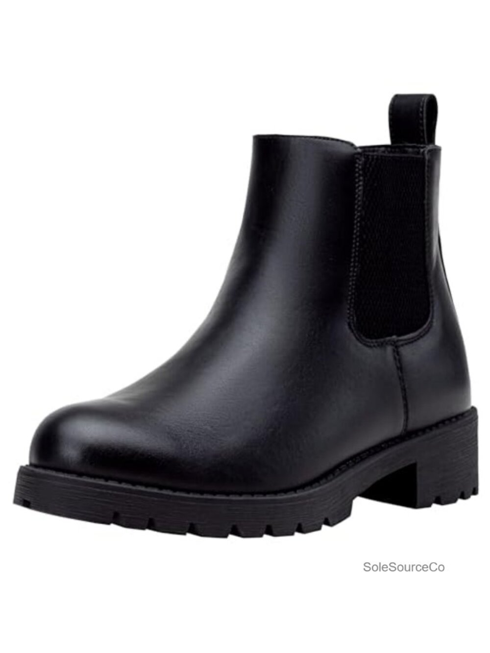 Faux Leather Chelsea Ankle Booties Pull-On Low Block Heel